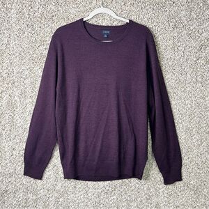 J. Crew Factory Sweater Men’s Large Dark Purple Wool Blend Crew Neck Long Sleeve